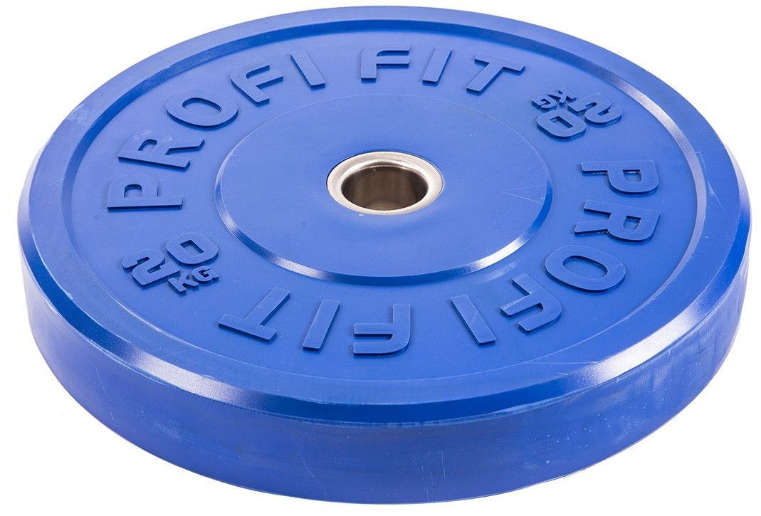 Диск для штанги каучуковый, синий, PROFI-FIT D-51, 20 кг