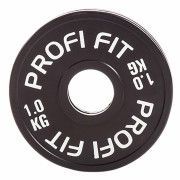 Диск для штанги каучуковый, черный, PROFI-FIT D-51,  1,0 кг
