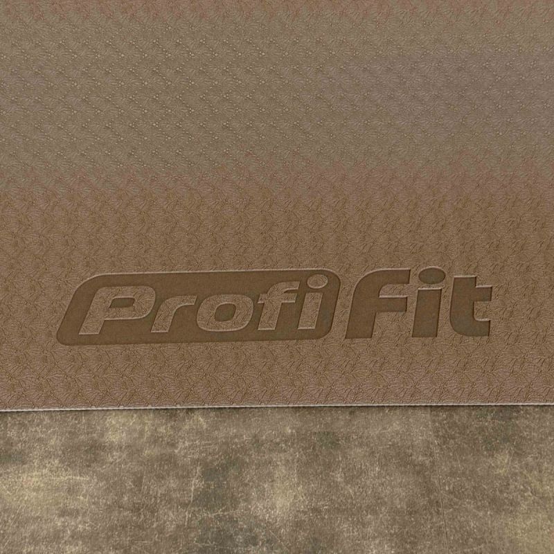 Коврик для йоги и фитнеса БАЗА (кофейный-бежевый) 5 мм PROFI-FIT