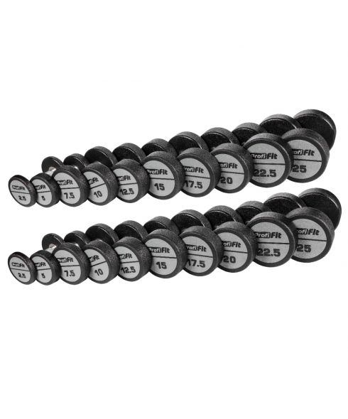 Гантельный ряд полиуретановый (шаг 2,5 кг, 10 пар) PROFI-FIT 2,5-25 кг
