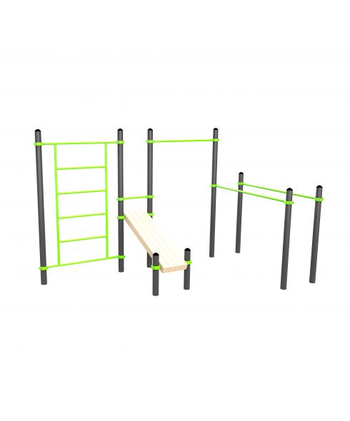 W301 Воркаут (брусья, турник, шведская стенка и наклонная скамья для пресса) ZAVODSPORTA