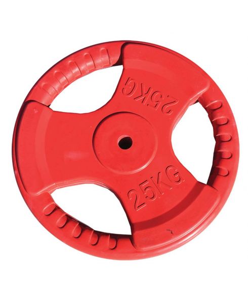 Диск обрезиненный (три хвата, цветной) D26 мм PROFI-FIT 25 кг