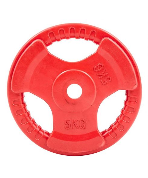 Диск обрезиненный (три хвата, цветной) D26 мм PROFI-FIT 5 кг