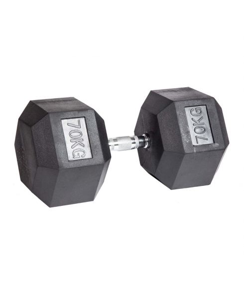 Гантель гексагональная обрезиненная PROFI-FIT 70 кг