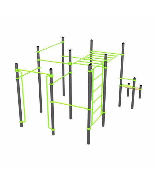 W326 Воркаут (поручни, 7 перекладин, рукоход клас., шведская стенка, наклонная скамья) ZAVODSPORTA